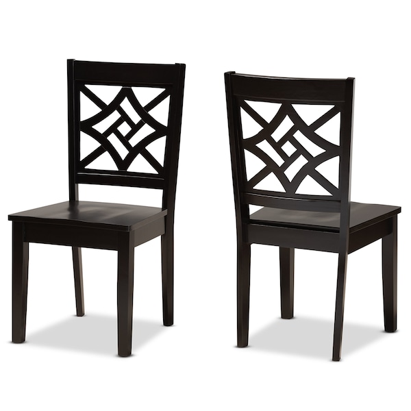 Baxton Studio Nicolette Modern and Contemporary Dark Brown Finished Wood 2-Piece Dining Chair Set 179-11385-Zoro - main